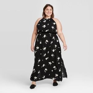 Women's Plus Size Floral Print Sleeveless Dress